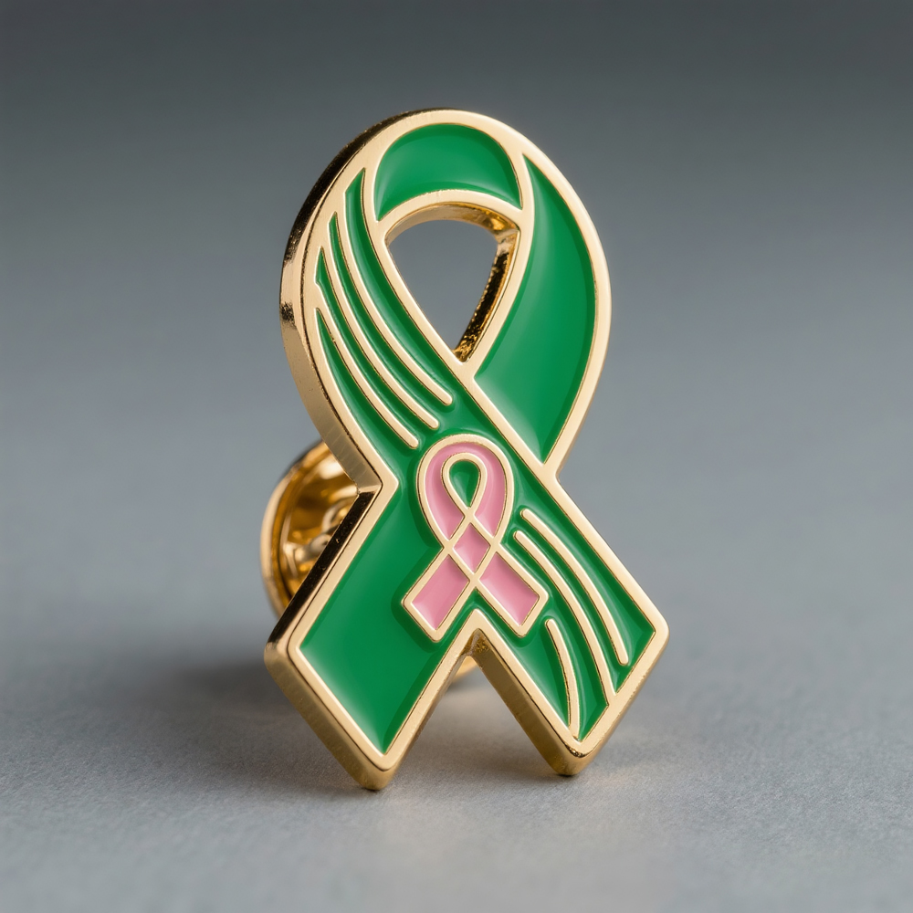 Custom Metal Pink Soft Hard Enamel Breast Cancer AIDS Ribbon Lapel Pin