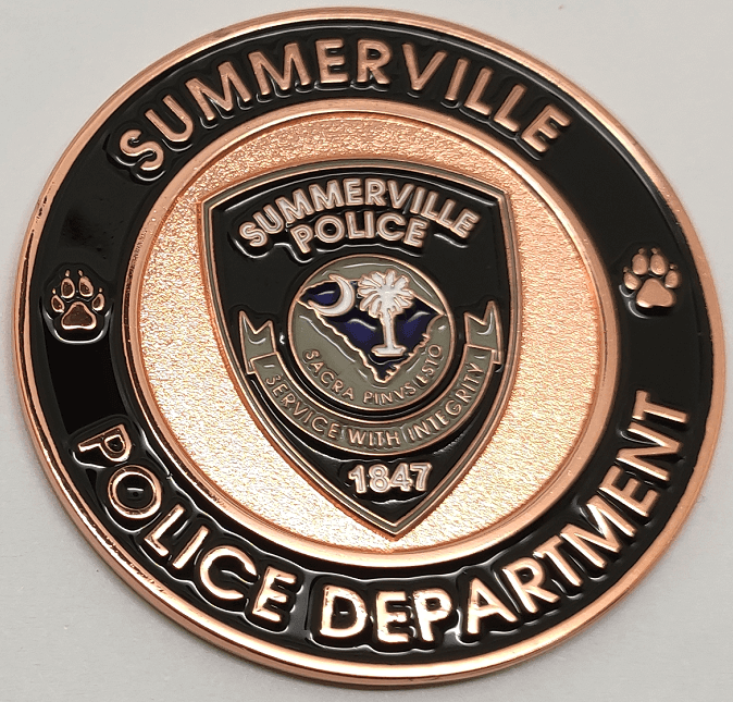 Summerville Police Department challenge coin with K-9 paw print and 1847 date..png