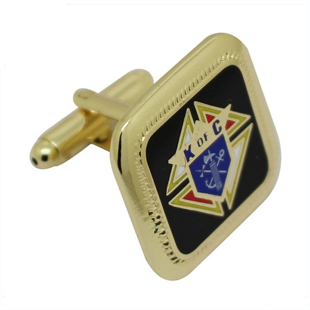 Gold Square Shaped Hard Enamel Metal Cufflinks