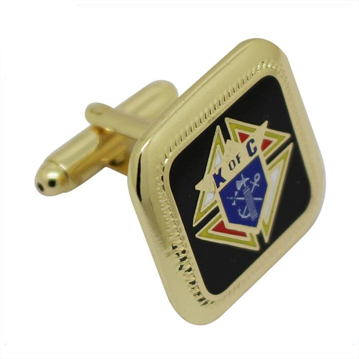 Gold Square Shaped Hard Enamel Metal Cufflinks
