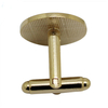 Gold Round Shaped Navy Metal Cufflinks