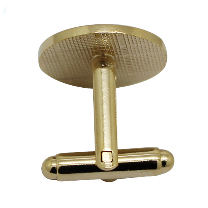 Gold Round Shaped Navy Metal Cufflinks