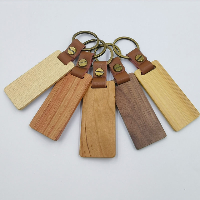 Customized Different Sytle Blank Name Leather and Wooden Key Chain 
