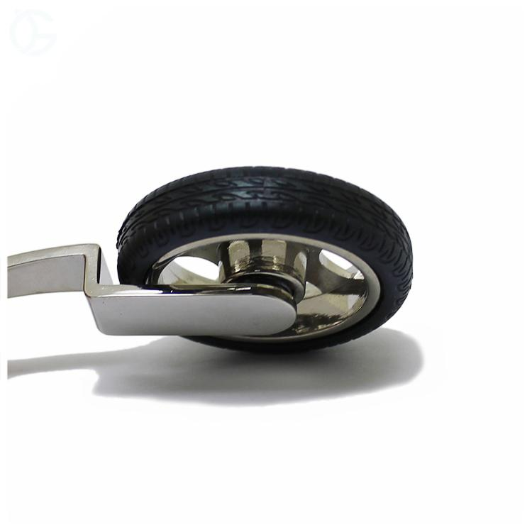 3D Moveable Tire Shaped Blank Metal Leather Keychain