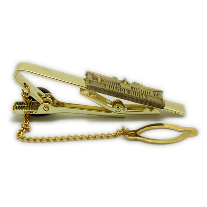 3D Antique Gold Building Metal Tie Clip