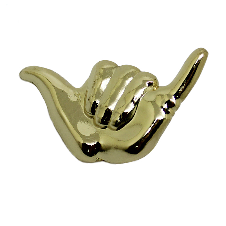 3D Gold Gesture Metal Lapel Pin