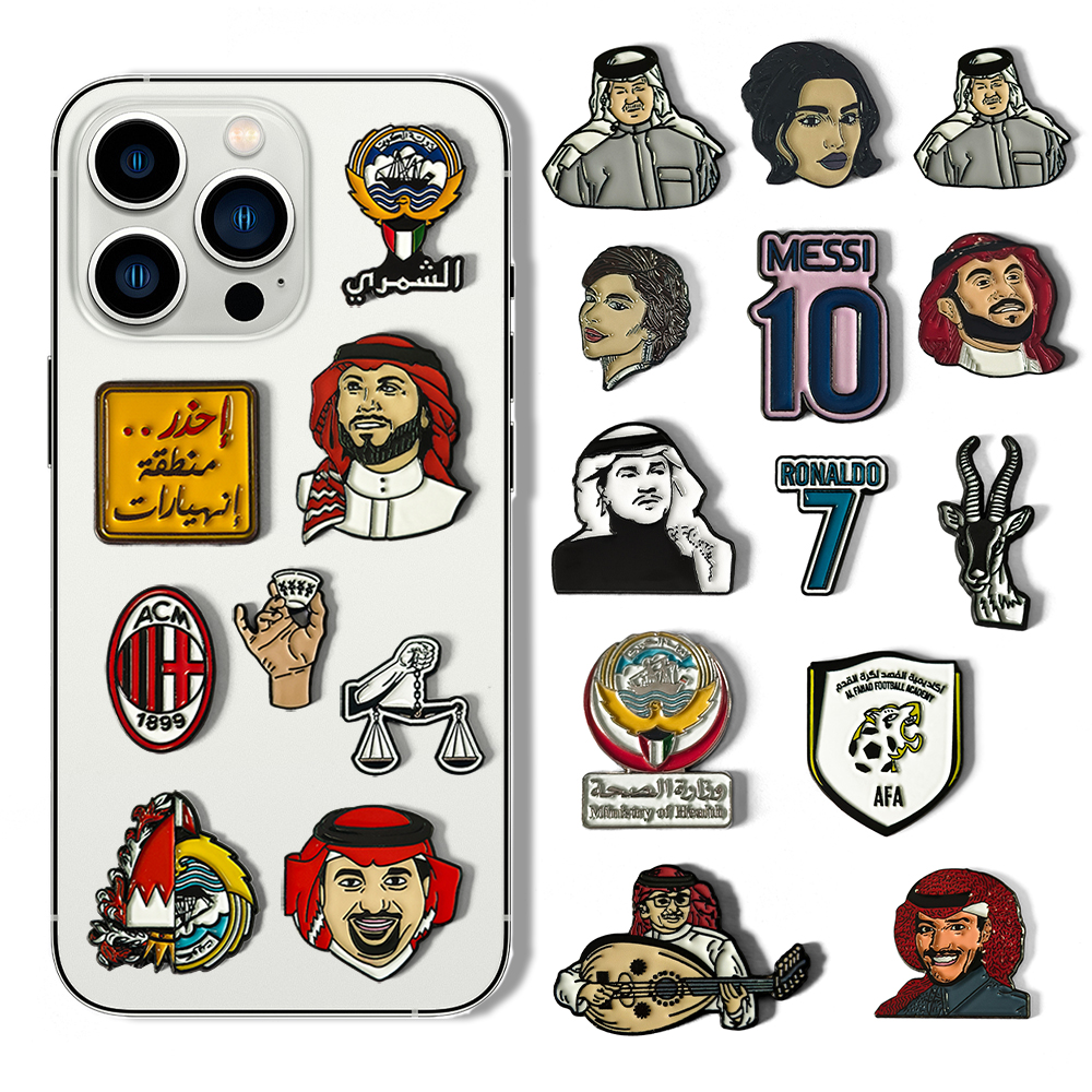 Custom Saudi Arabia Metal Enamel Lapel Pin Phone Sticker