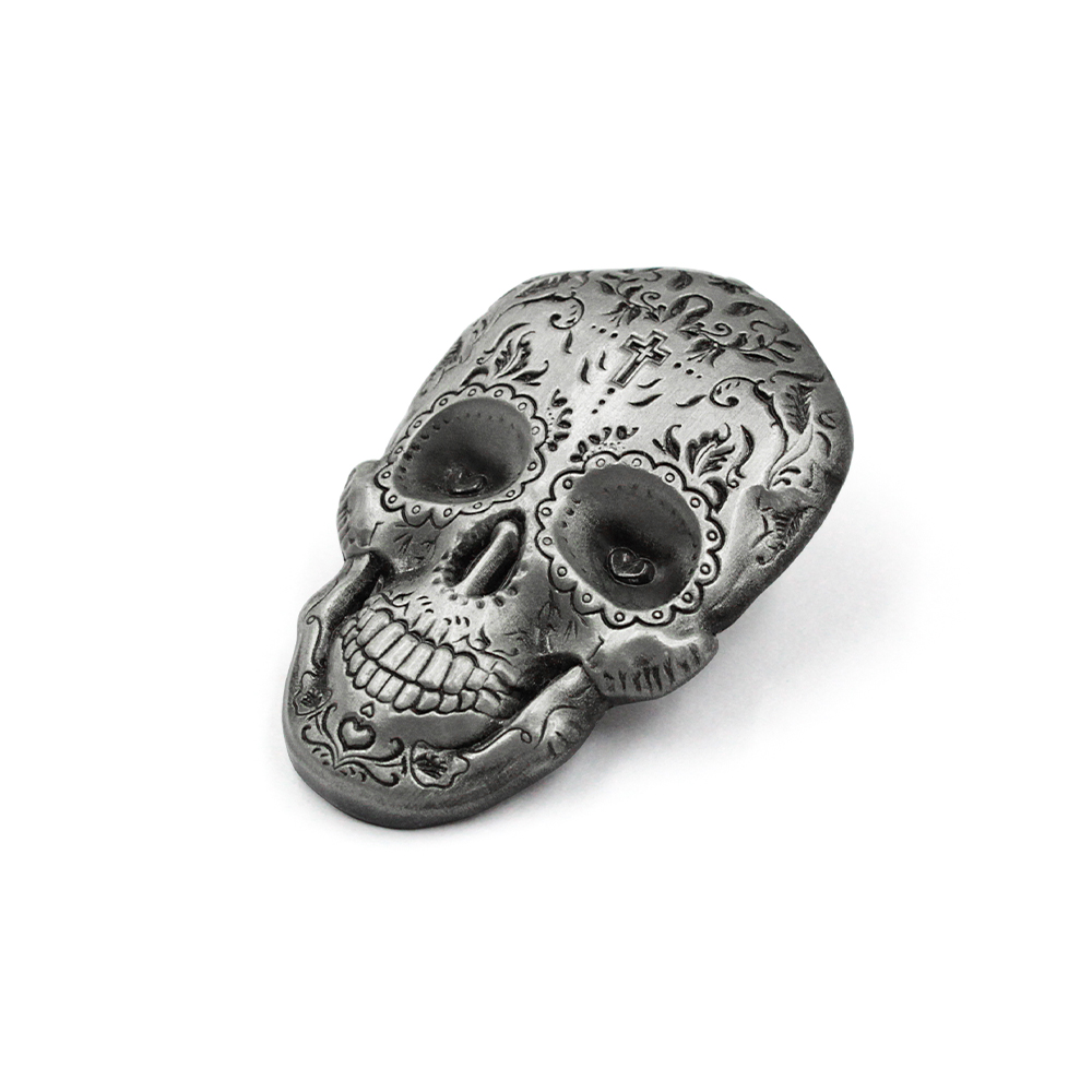  Antiqued Silver Sugar Skull Die Cut