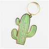 Light green enamel cactus keychain with 'SUCC YEAH!' text