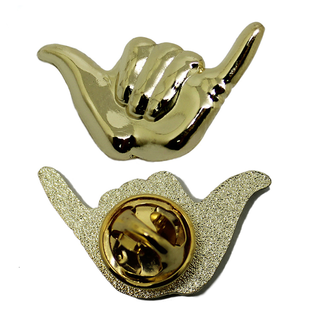 3D Gold Gesture Metal Lapel Pin