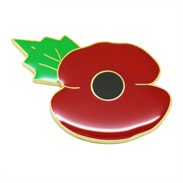 Colorful Glitter Poppy Metal Lapel Pin With Epoxy