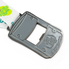 Side view of custom medals for events showing luggage-shaped bottle opener design