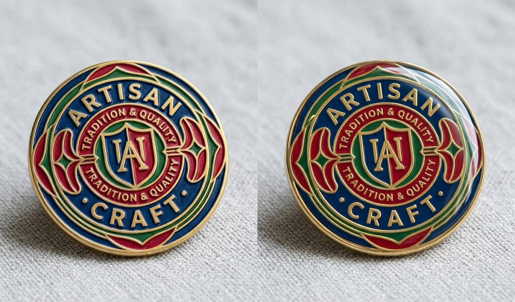 Artisan Badge Soft Enamel With Epoxy Blue Red Soft Enamel With Epoxy Blue Red