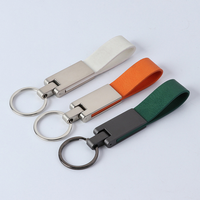Custom Free Design Logo Metal PU Leather Keychain