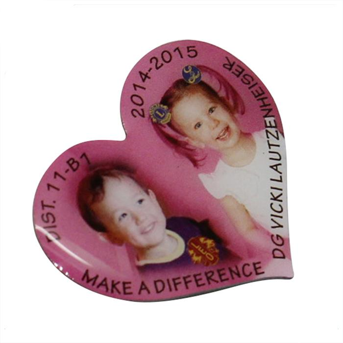 Heart Shaped Photo Printing Lapel Pin With Epoxy
