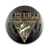 Soft enamel challenge coins featuring raised 3D elements and multi-color police emblem design