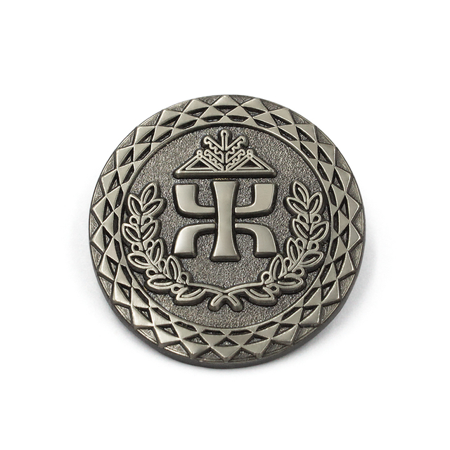 Custom 3D lapel pin featuring Royal Arch Triple Tau emblem in antique silver finish with laurel wreath