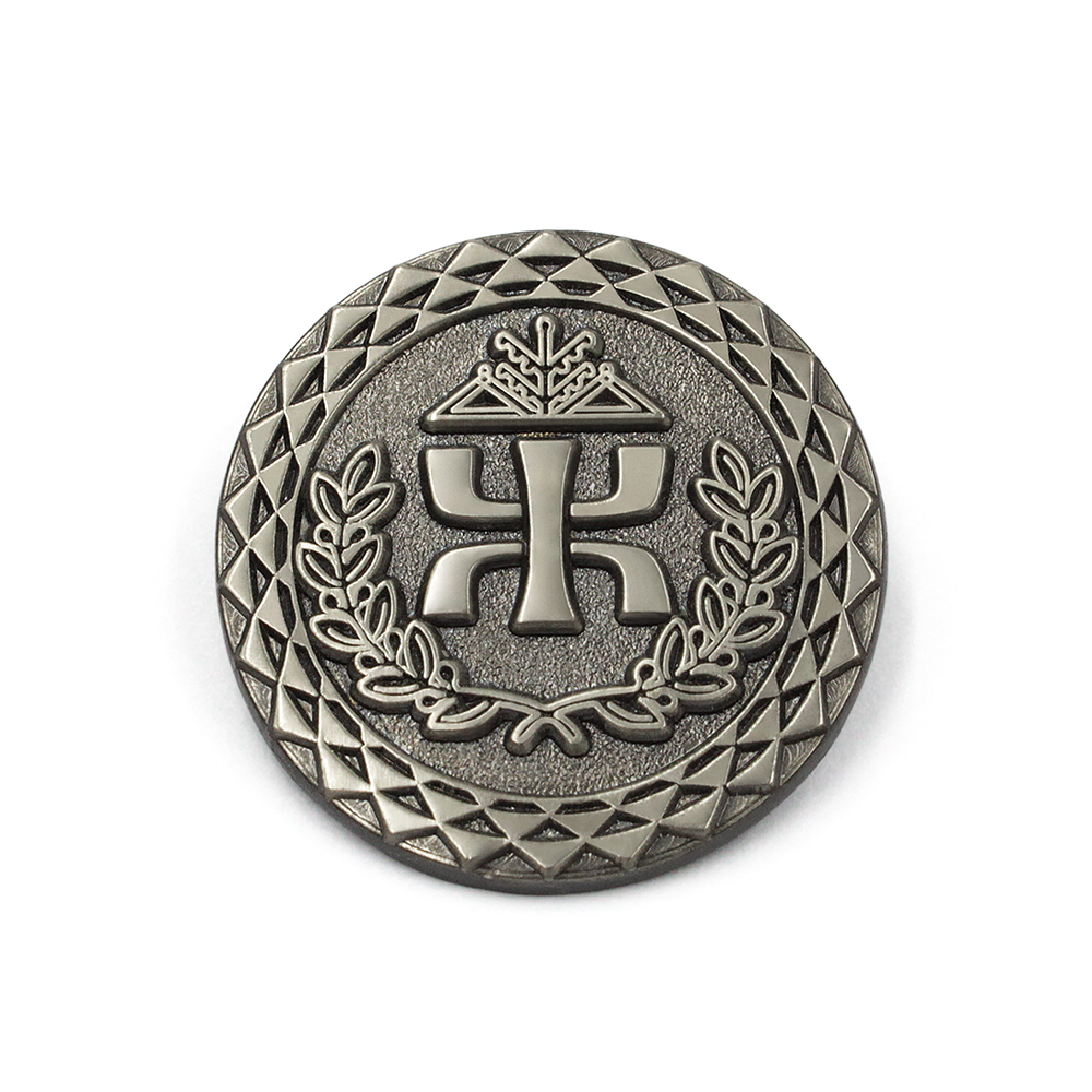 Custom 3D lapel pin featuring Royal Arch Triple Tau emblem in antique silver finish with laurel wreath