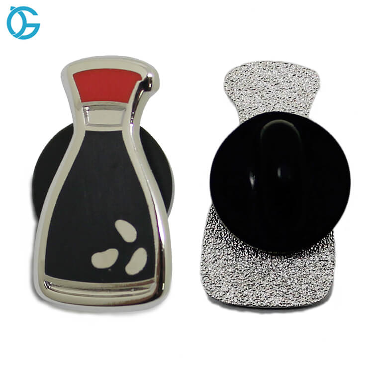 Soy sauce bottle enamel pin rubber clutch back
