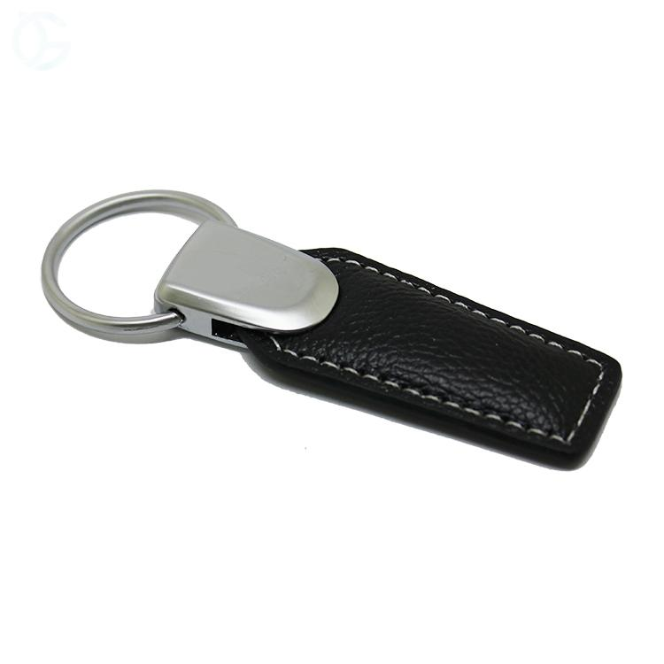 New Matt Silver Metal Blank Leather Keychain