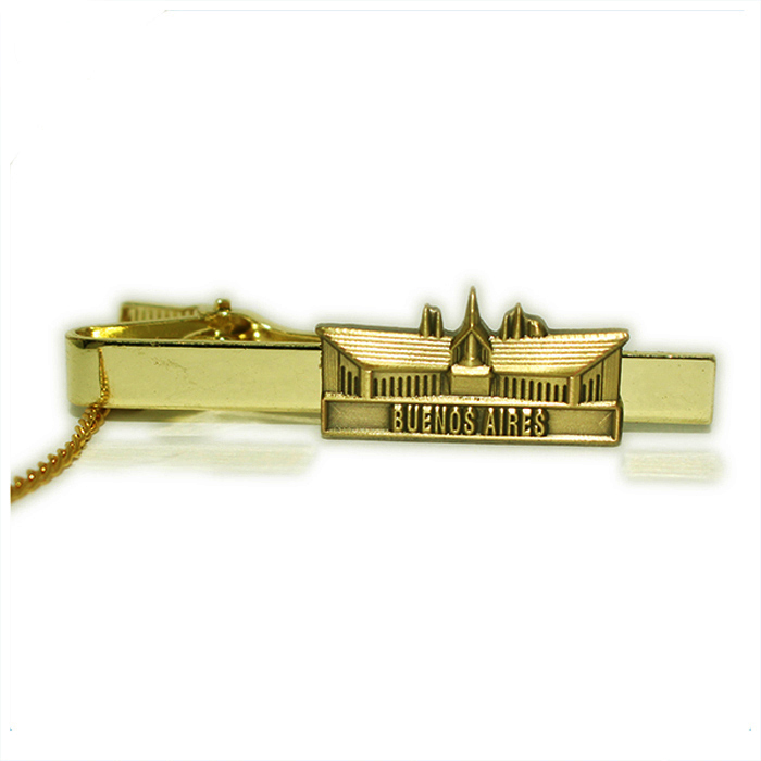3D Antique Gold Building Metal Tie Clip