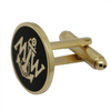 Gold Round Shaped Navy Metal Cufflinks