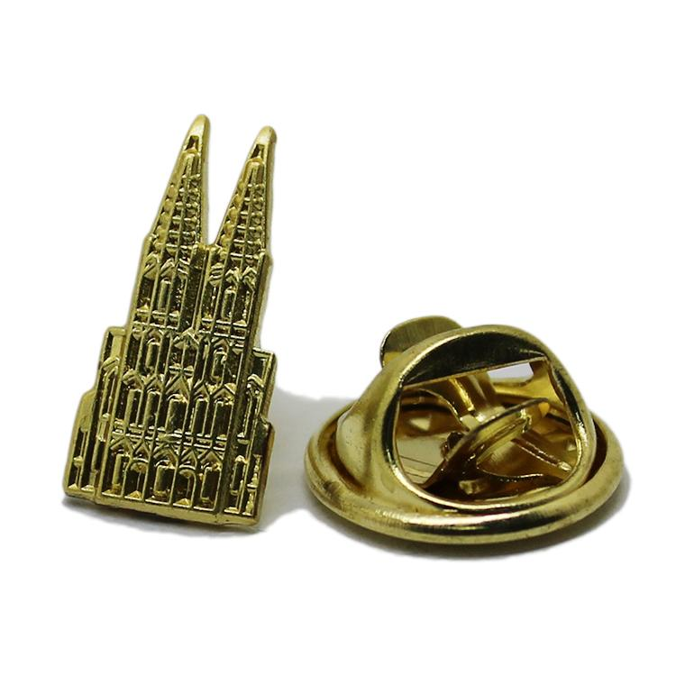 3D Gold Mini Tower Metal Lapel Pin