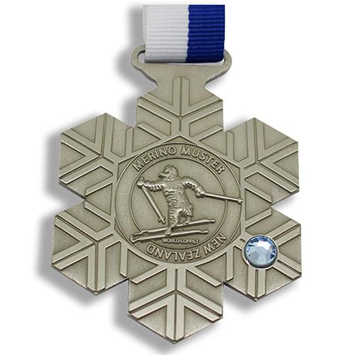 Snow Design Crystal Skiing Metal Sports Medal