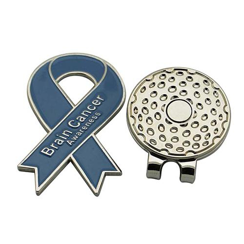 Custom Logo Cancer Ribbon Soft Enamel Golf Hat Clip