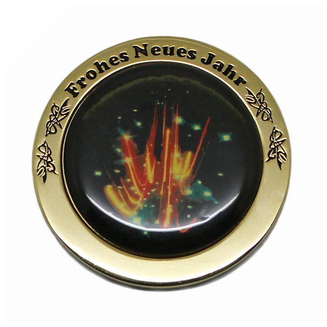 Custom Crystal Soft Enamel Christmas Metal Gold Coin