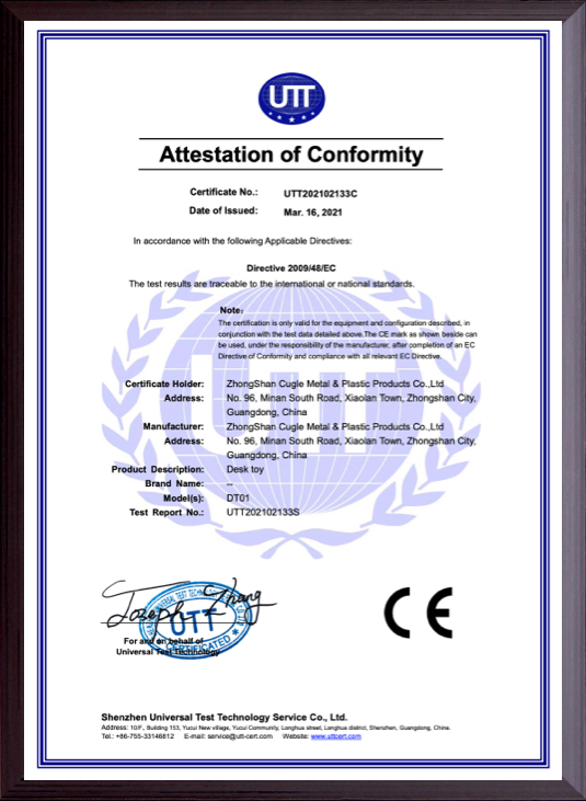 Cugle Certification - Attestation of Conformity