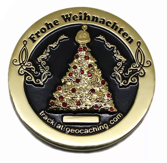 enamel Christmas metal gold coin