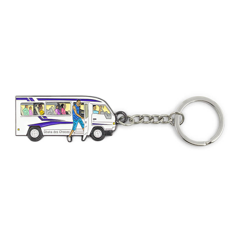 Vibrant Gbaka des Chocos Enamel Keychain - Iconic Ivorian Minibus Adventure
