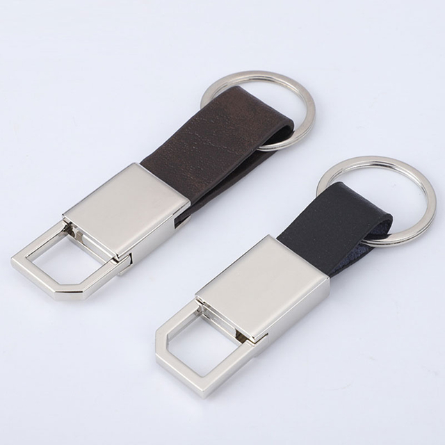 Factory Custom Design Logo Metal PU Leather Keychain