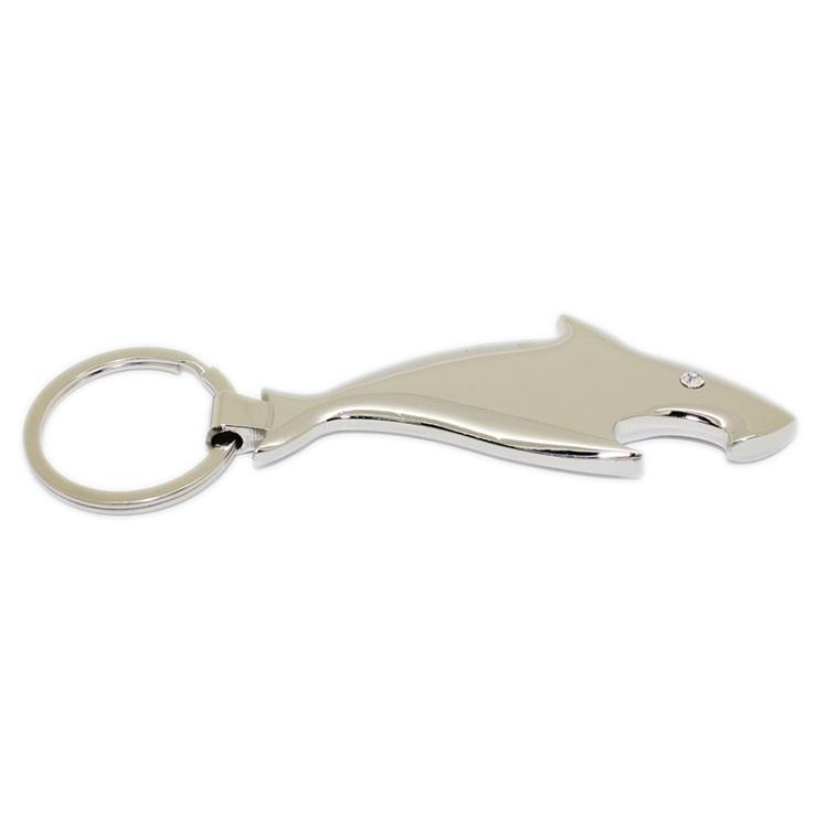 Crystal Shark Shaped Metal Bottle Opener Keychain
