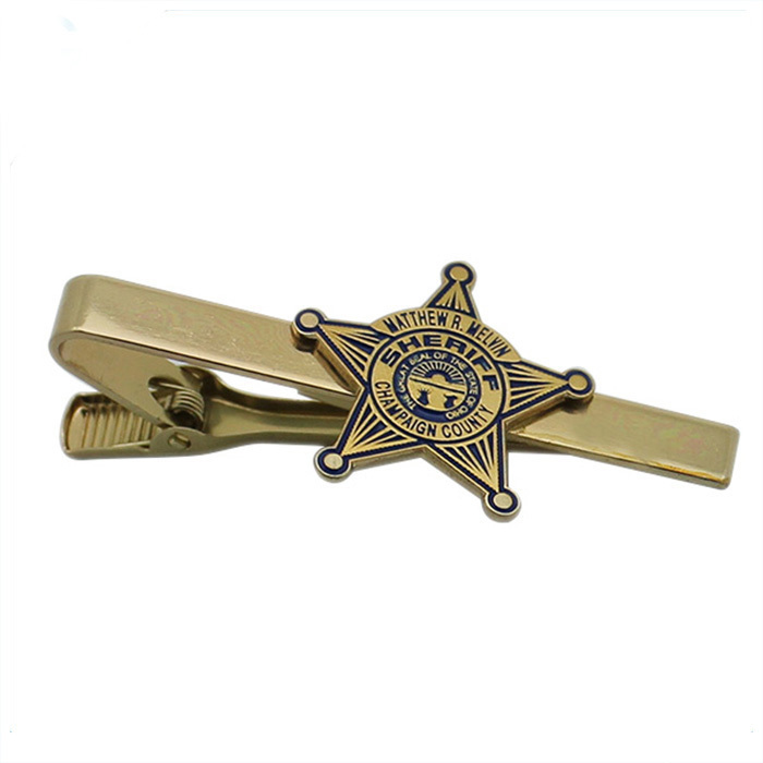 2D Gold Soft Enamel Sheriff Metal Tie Clip