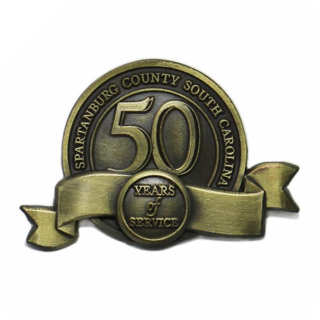 Antique 3D Anniversary Metal Lapel Pin