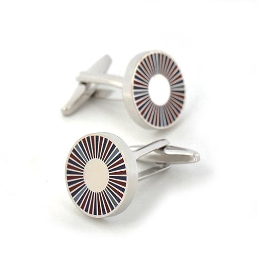 Silver Round Shaped Hollow Metal Cufflinks