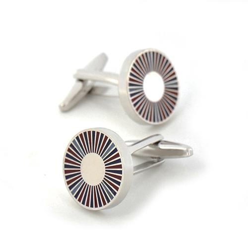Silver Round Shaped Hollow Metal Cufflinks