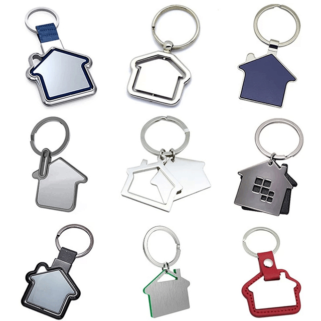 Personalized Custom House Shape Metal Keychains