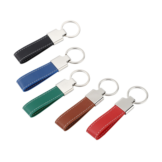 Customized Engraved Logo Mens Blank Leather Keychain Key Chains 