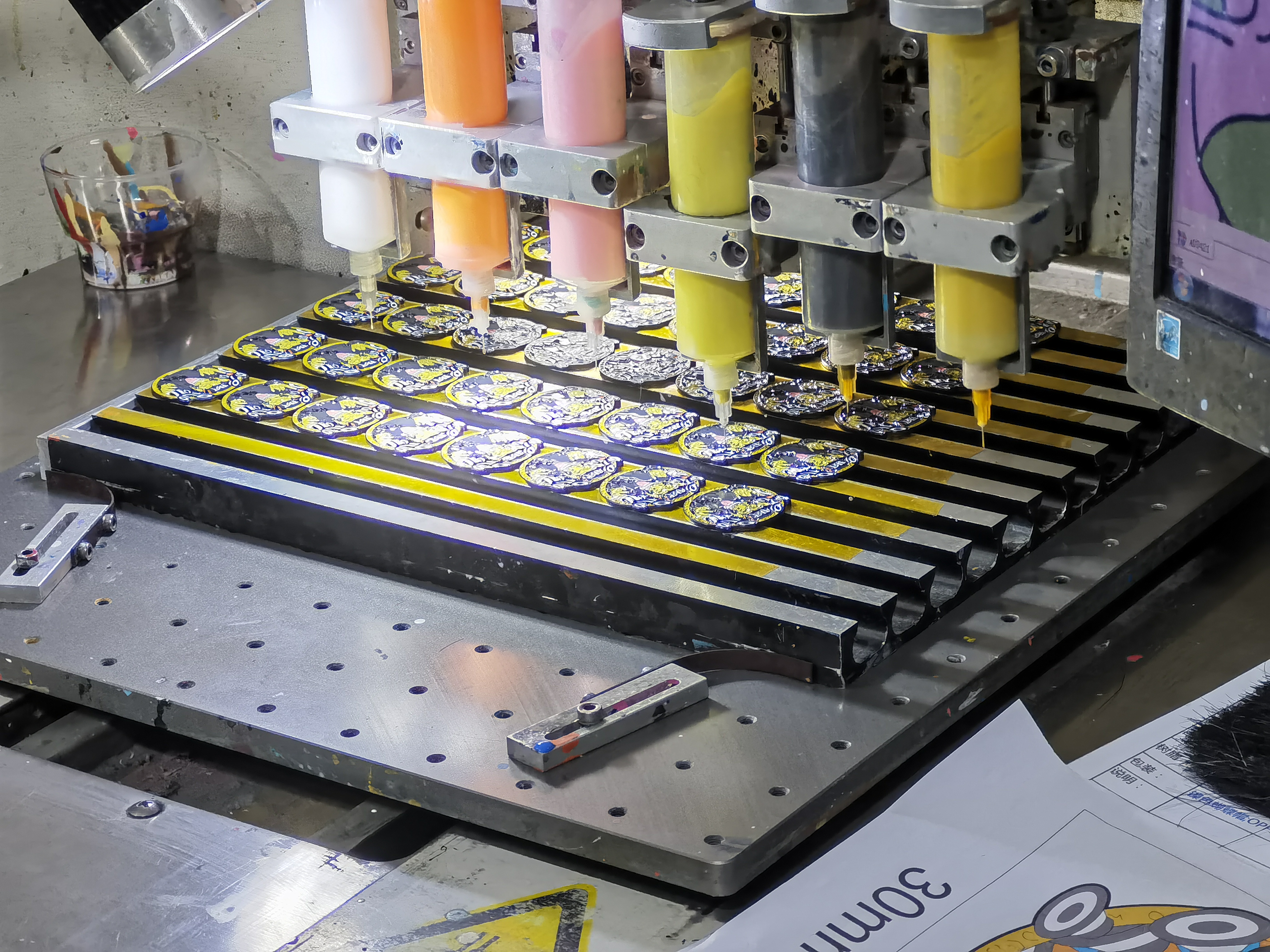 Precise manual color filling with soft enamel for custom branded logo pins.