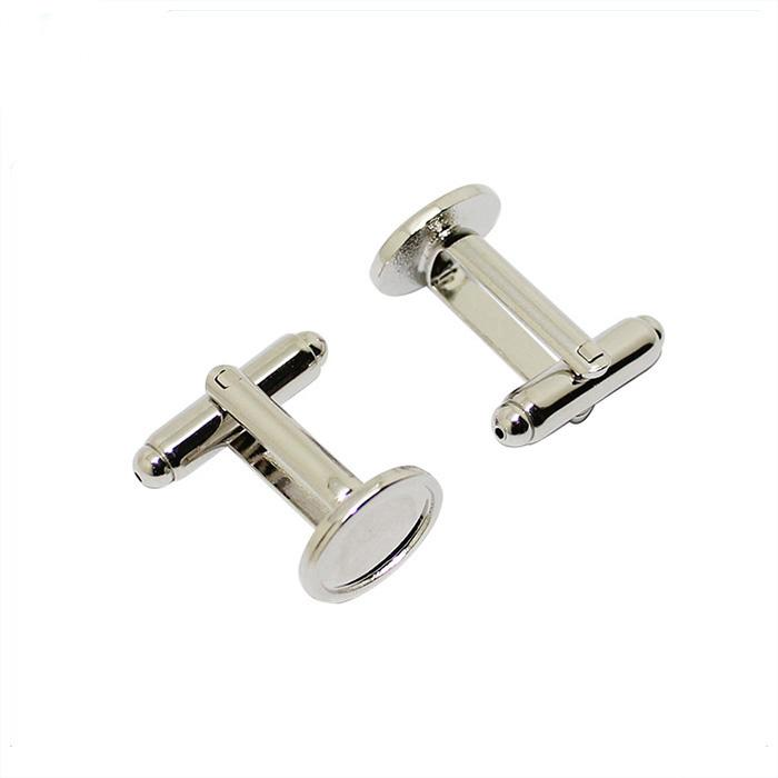 Silver Round Shaped Blank Metal Cufflinks