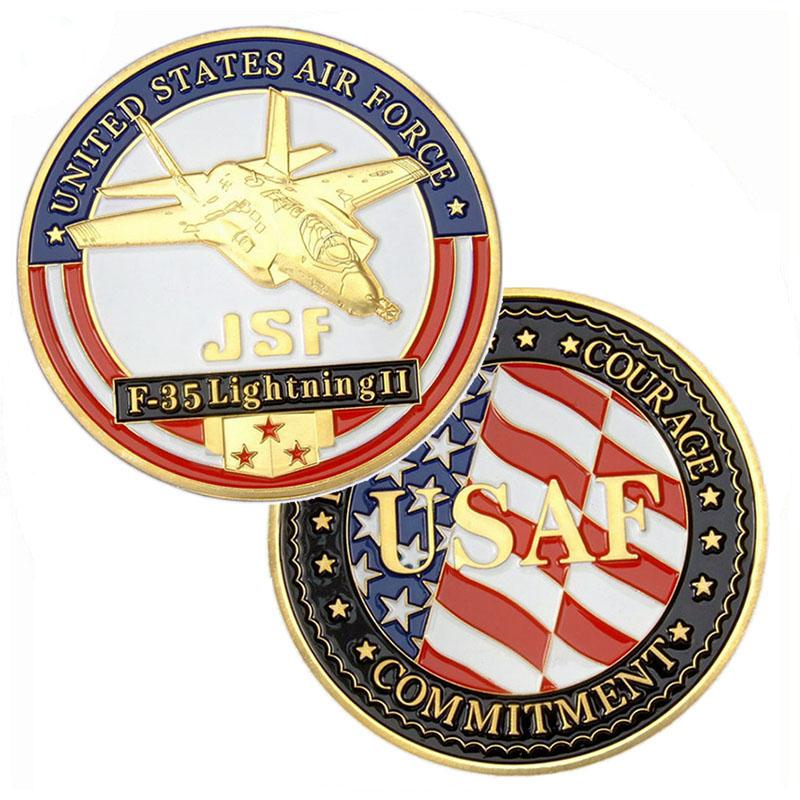 3D Gold USAF Military Soft Enamel Challenge Coin