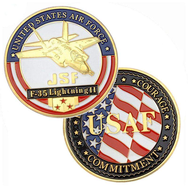 3D Gold USAF Military Soft Enamel Challenge Coin