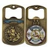 Lawrenceburg Indiana Firefighter Bottle Opener Dog Tag Coin with Saint Florian emblem, 