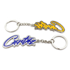 custom enamel keychain showing front and back design, perfect for brand logos and promotional use