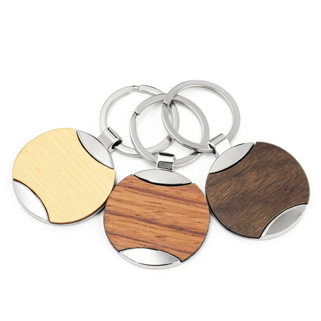 Wooden Keychain Custom Round Design Engraving Wood Key Chain