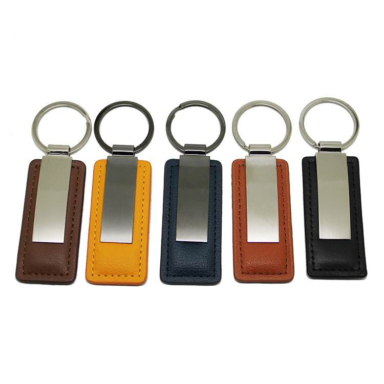 Colorful Custom Logo Engraved Blank Leather Keychain