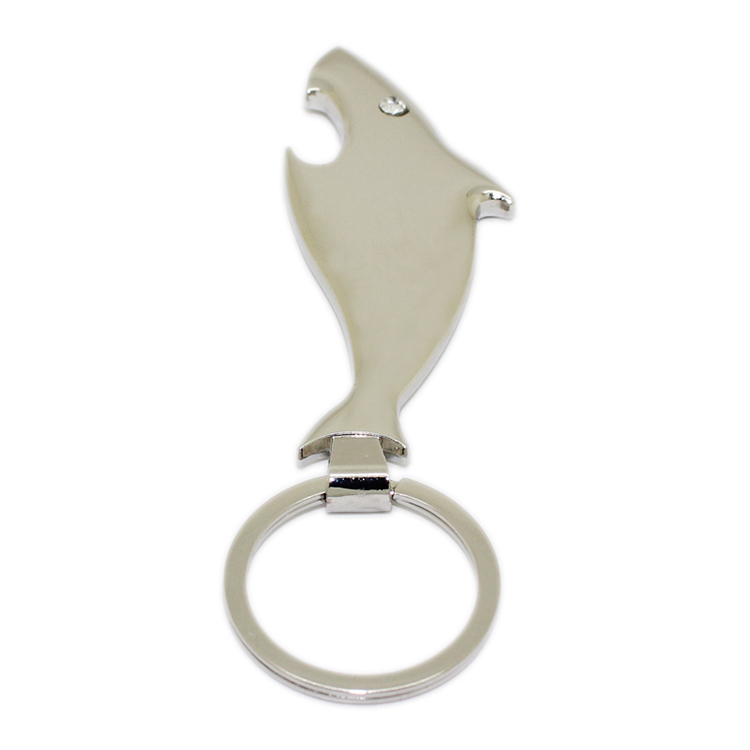 Crystal Shark Shaped Metal Bottle Opener Keychain